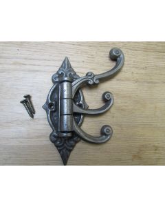 Antique Brass Pivot Coat Hook, Vintage Swinging Multi-Arm Hook